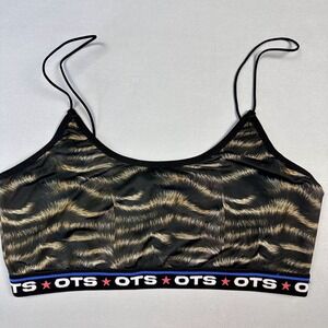 One Teaspoon Bralette Women Medium‎ Tiger Print Crop Top OTS Logo Street Rocker